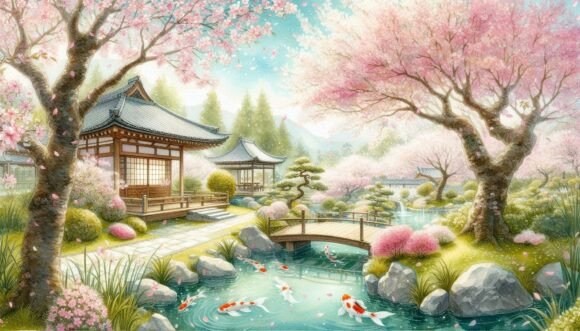 Download Cherry Blossom Garden Scene - Garden scene Collection