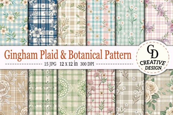 Download Gingham Plaid &amp; Botanical Pattern - Botanical pattern Collection