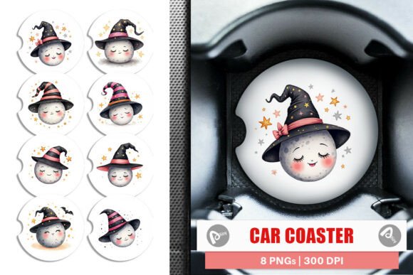 Download Sleepy Moon Car Coaster PNG - Premium Resources