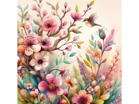 Download 🌸 Abstract Watercolor Garden Scene in L - Premium Resources