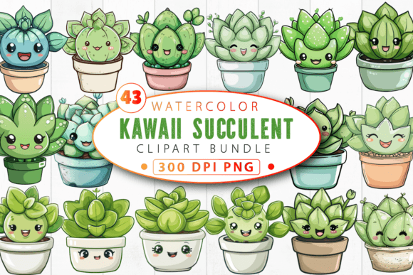 Download Kawaii Succulent Clipart Bundle - Succulent clipart Collection