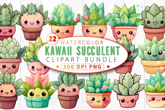 Download Kawaii Succulent Clipart Bundle - Succulent clipart Collection