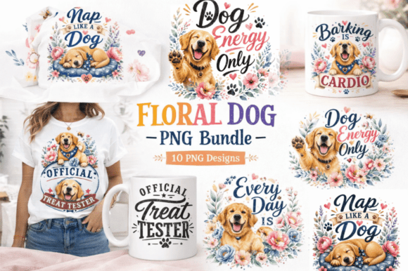 Download Floral Dog Quotes, Dog Lover PNG Bundle - Dog lover Collection